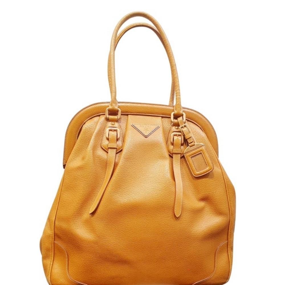 PRADA Authentic camel leather high Doctors bag